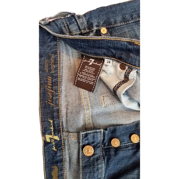7 FOR ALL MANKIND Distressed Denim Josefina Skinny Boyfriend Jeans - Women's 28 - Picture 7 of 7